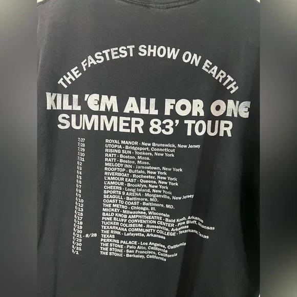 Y2K METALLICA Kill Em All For One Summer 1983 Tour T Shirt Size M *FLAW* - Picture 7 of 7
